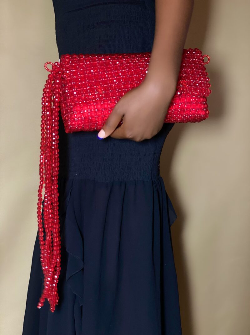 Ikoyi Fringe Clutch - Ruby - Image 5