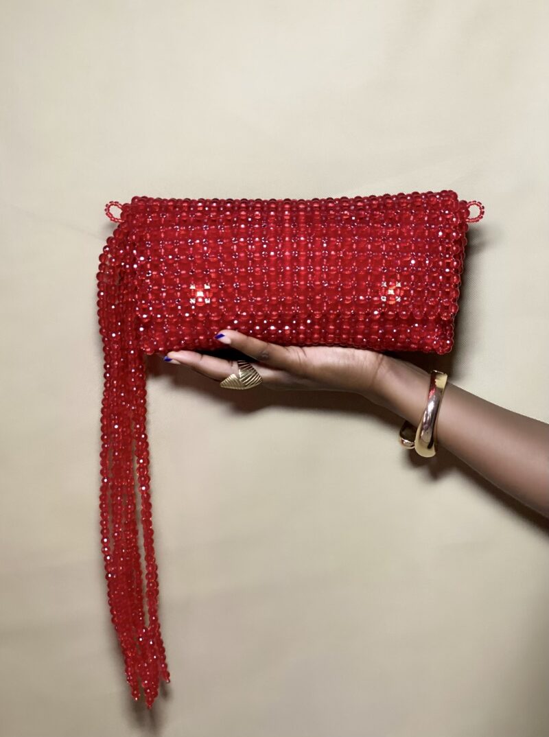 Ikoyi Fringe Clutch - Ruby