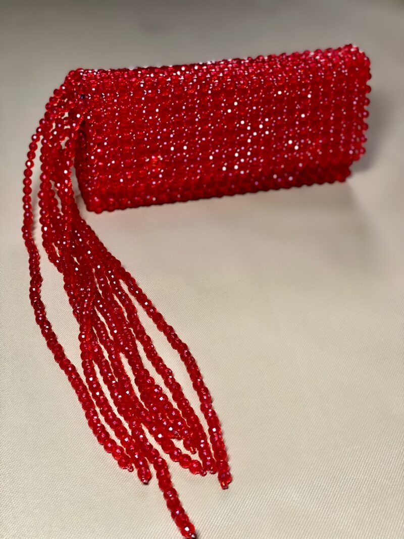 Ikoyi Fringe Clutch - Ruby - Image 3