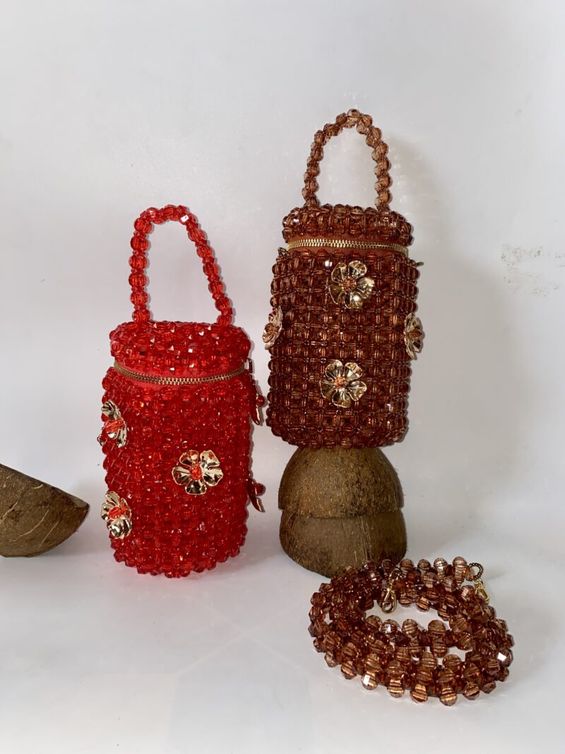 Simi Flower Bucket Bag - Brown - Image 3