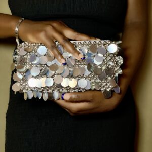 Naya Beaded Sequin Disc bag – Silver S. Sikamore