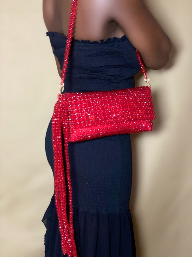 Ikoyi Fringe Clutch - Ruby - Image 4