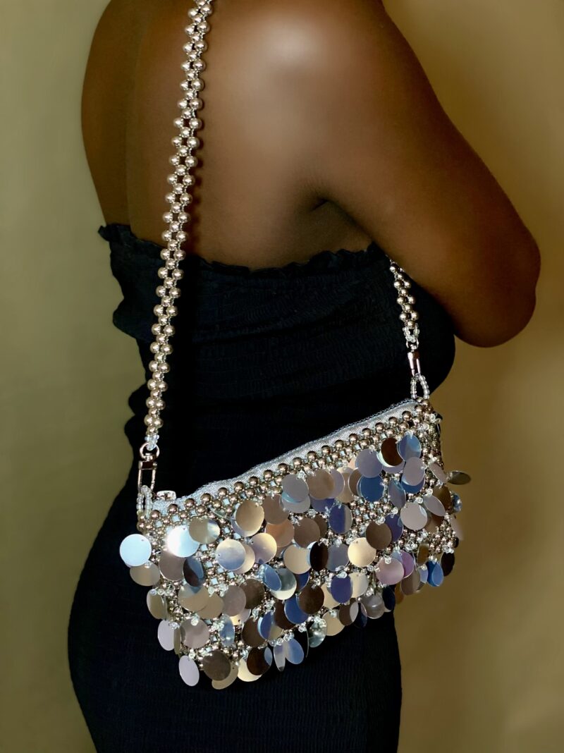 Naya Beaded Sequin Disc bag - Silver - Image 2