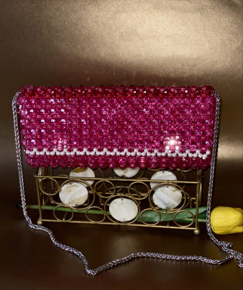 Fumi Long Pink Pearl Clutch