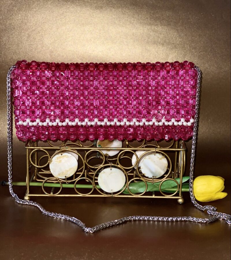 Fumi Long Pink Pearl Clutch - Image 4