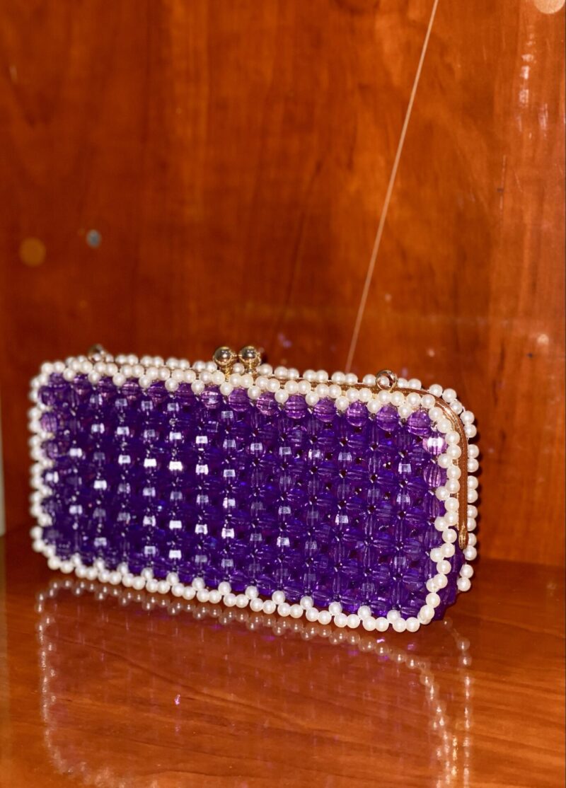 Katherine crystal pearl clutch - Purple - Image 6