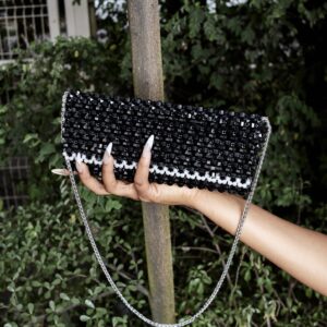 Fumi Long Black Pearl Clutch S. Sikamore