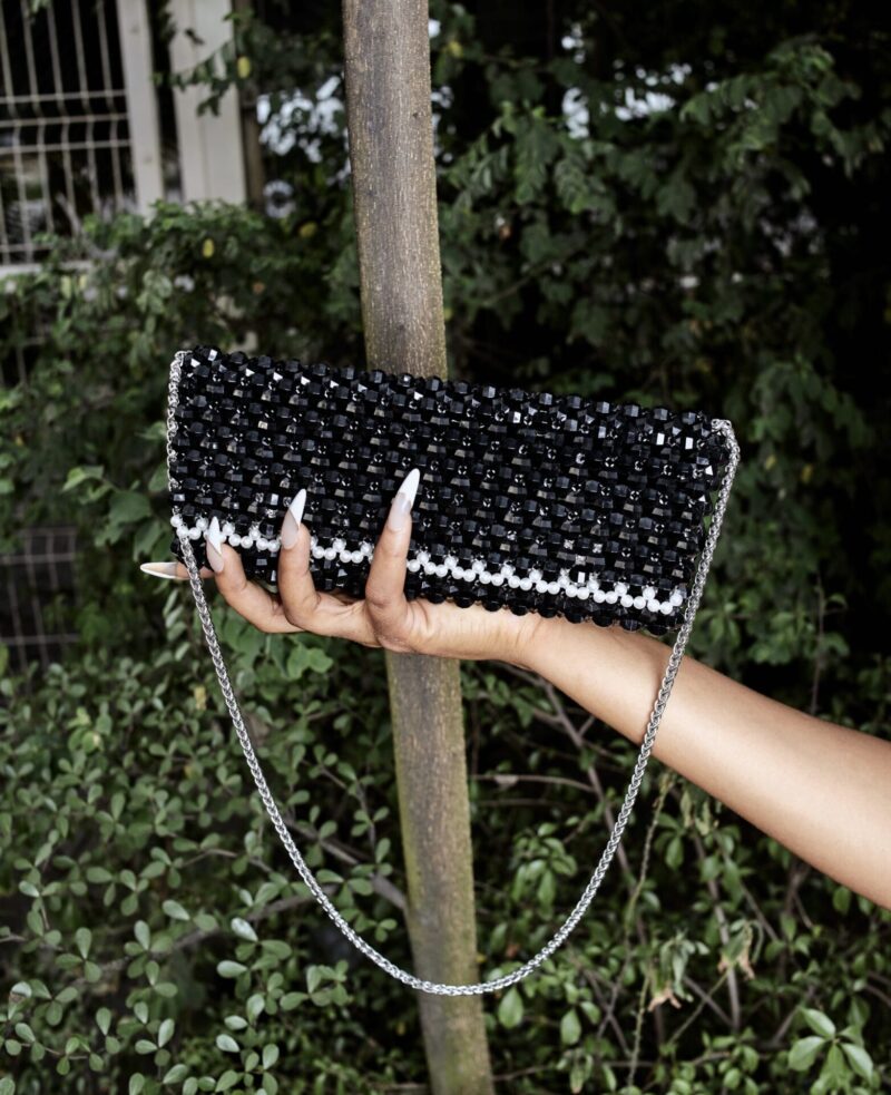 Fumi Long Black Pearl Clutch