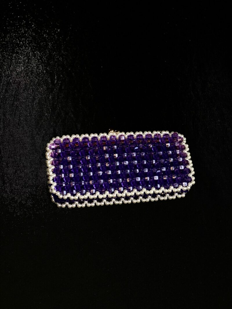 Katherine crystal pearl clutch - Purple - Image 4