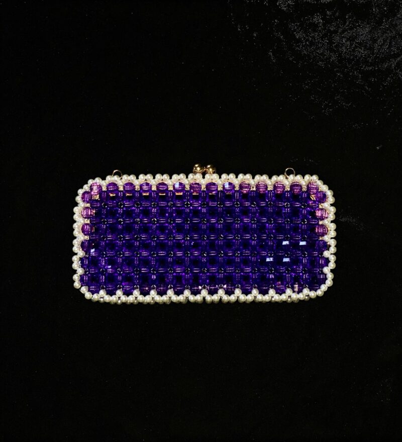 Katherine crystal pearl clutch - Purple