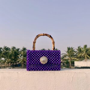 Adah Jewel Bamboo Top-handle Box 13- Purple S. Sikamore